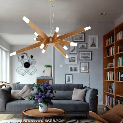 Nordic Pendant Lights match rod living room wooden shape LED Pendant lamp art restaurant coffee shop star hanglamp LU630 ZL29