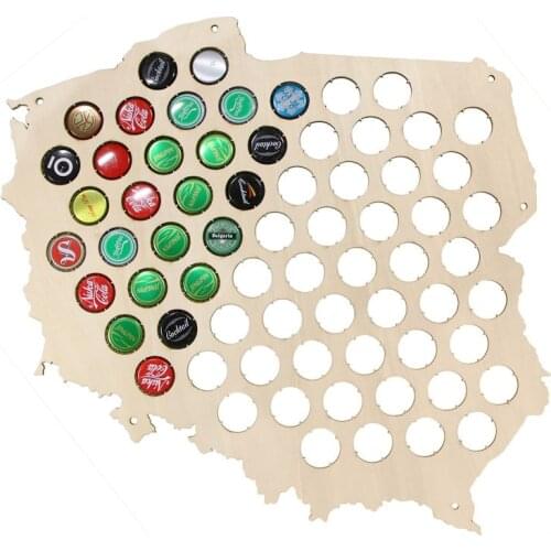 Polish Laser Engraved Wooden Hanging Craft Poland Beer Cap Trap Poland Patriotic Wall Decor Map Cap Map For Cap Collector Lover