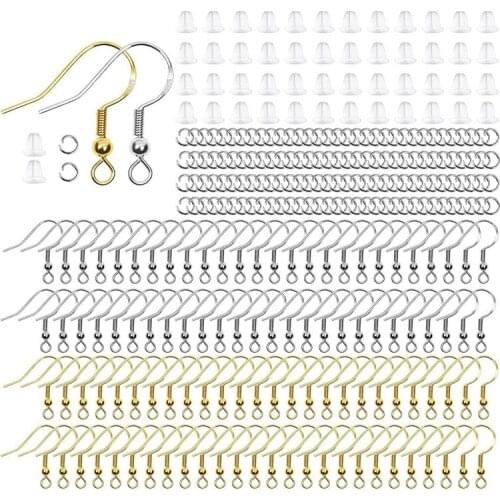 900Pcs Earring Making Supplies Kit with 300PCS Earring Hooks, 300 PCS Jump Rings and 300 PCS Soft Clear Earring Backs