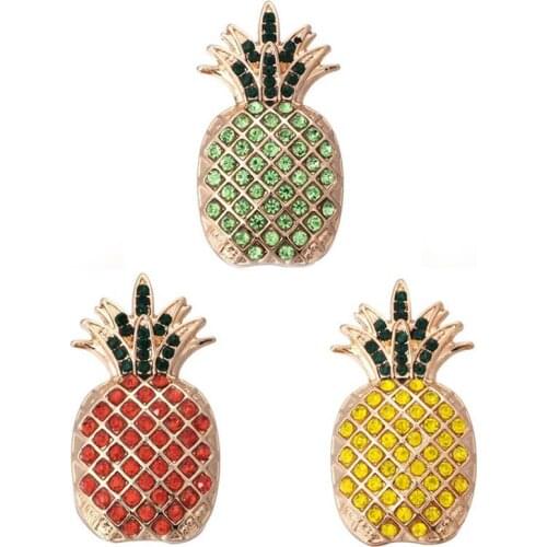 5pcs/lot Hot Sale New Crystal 18mm Snap Buttons Gold Pineapple Snap Jewelry For Silver plated Snap Bracelet Snap Buttons Jewelry