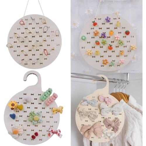 INS Nordic Wooden Hair Ties Bowknot Headband Holder Girls Ponytail Scrunchies Hairband Organizer Wall Hanging Hook Display