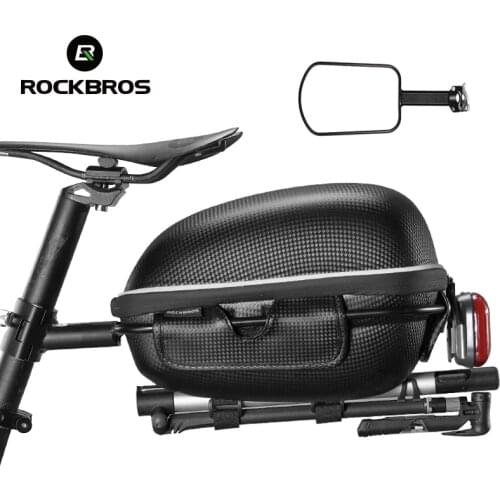 ROCKBROS Bike Rear Rack Bag Hard Shell EVA Large Capacity Waterproof Seat Bag Road MTB Bicycle Saddle Reflective Hang Taillight