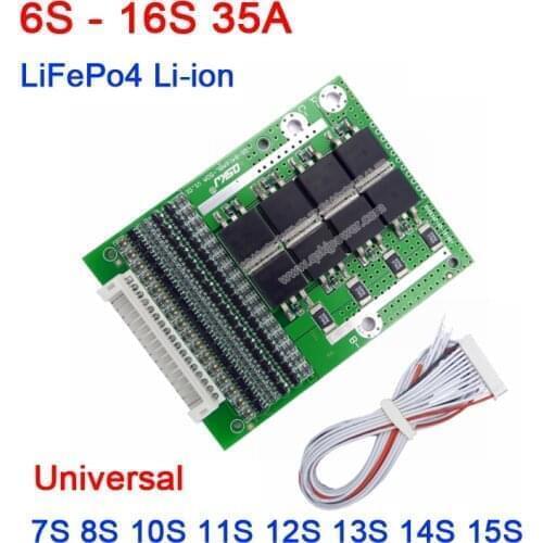 6S-16S 35A Li-ion LiFePo4 lithium Battery Protection board BMS Balance 7S 8S 10S 13S 14S LiPo 12V 24V 36V 48V 60V 3.2V 3.7V
