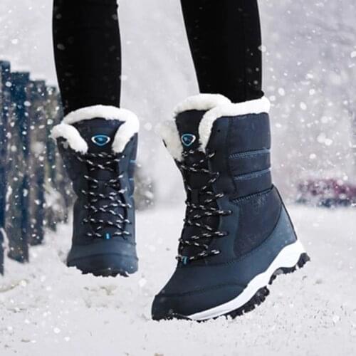 Woman Boots 2021 Winter Snow Boots Round Toe Women Boots Lace Up Women Shoes Shoes Fur Warm Shoes Ladies Waterproof Female Shoes