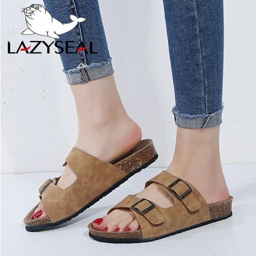 LazySeal Summer Style Shoes Woman And Men Sandals Shoes Cork Slippers Sandals Flip Flop Beach Slippers Flats Heels Large Size 44