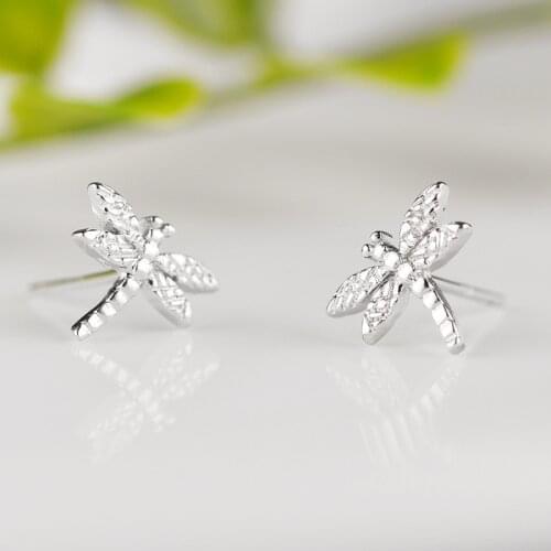 Fashion Silver Color Prevent Allergy Dragonfly Stud Earrings for Women Girls Fashion Jewelry Pendientes