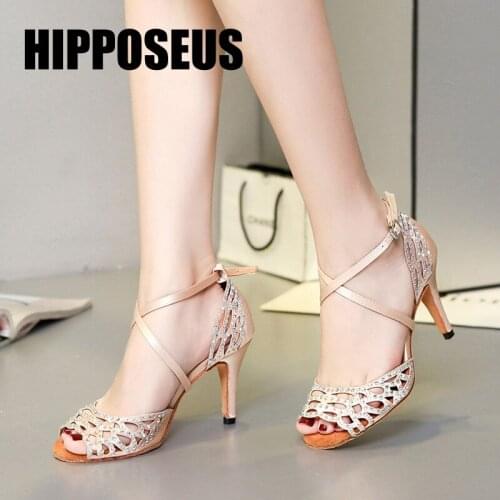 Women Ballroom Dance Shoes Ladies Latin Dance Shoes Girls Tango Modern Dancing Shoes 6/7.5/8.5/10cm High Heels Dancing Shoes