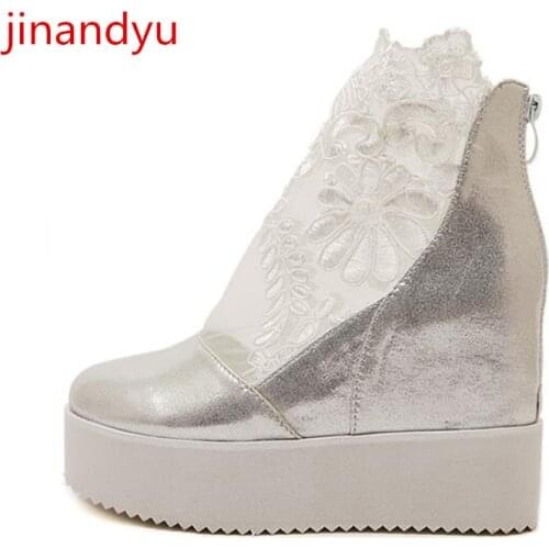 Lace Platform Sneakers Women Shoes Wedge Sandals Sliver Black White High Top Sneakers Women Sandal Shoes Fashion Wedding Shoes