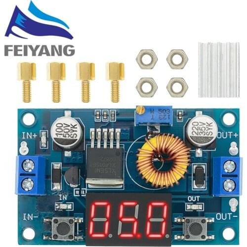 10pcs XL4015 5A High power 75W DC-DC adjustable step-down module+LED Voltmeter Power supply module