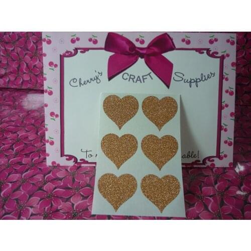 3.8cm Bronze Gold glitter wedding favors heart sticker