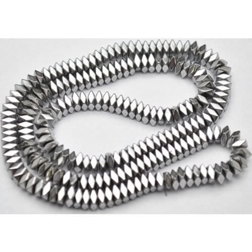 4mm Silver Color Plating Surface Cutting Hematite Square Slice Loose Beads Jewelry Accessories