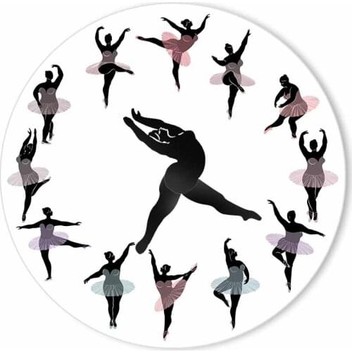 Healthy Ballerina Inspirational Modern Deign Wall Clock Overweight Ballet Dancers Silent Sweep Dancing Hands Home Décor Watch