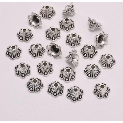 50pcs/Lot 8mm 6 Petals Tibetan Antique Flower Loose Sparer End Bead Caps Cone For DIY Jewelry Making Findings Earrings