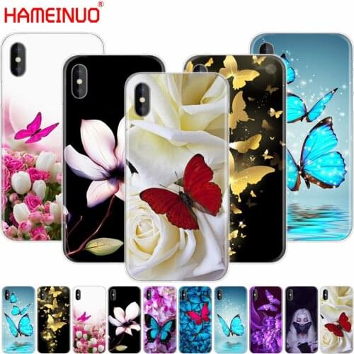 HAMEINUO butterfly on white roses flower cell phone Cover case for iphone X 8 7 6 4 4s 5 5s SE 5c 6s plus