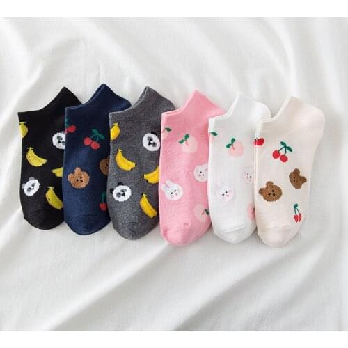 Cartoon Panda Cotton Socks Women Fashion Casual Bear Sock Fruit Comfortable Wild Trend Ladies Cute Streetwear Funny Harajuku Sox