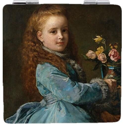 JWEIJIAO Portrait of character Tools Accessories Compact mirror Oil Painting art charm Square pocket mirror for girls PE01