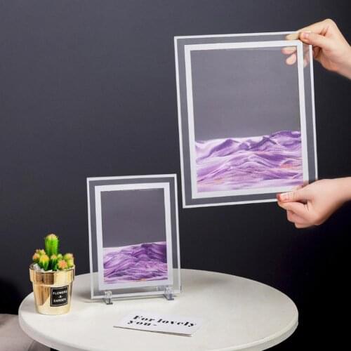 Glass Flowing Sand Picture Creative Quicksand Art Decor Release Stress Landscape Painting Workmanship Desktop Motion Frame 2021