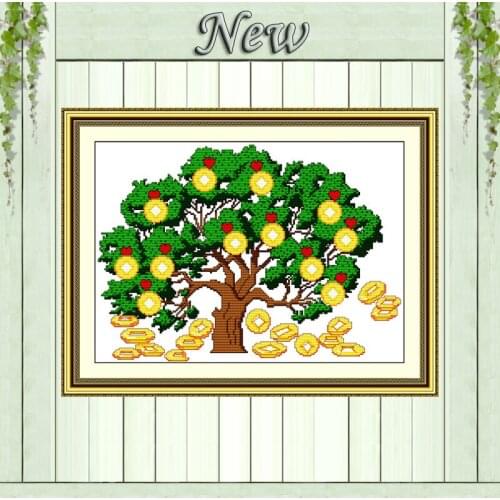 Chinese mascot love Money tree decor patterns Counted Print on canvas DMC 11CT 14CT Cross Stitch kits needlework Sets embroidery