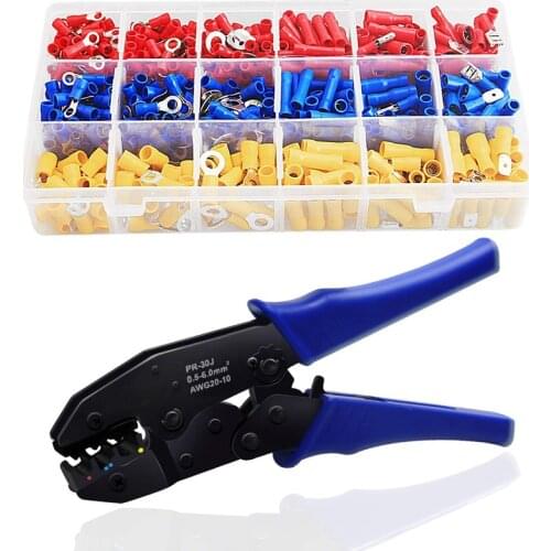 700Pcs Electrical Connectors Crimp Connectors Assortment 0.5-6 mm Crimping Pliers Cable Set Hand Tool For Insulated Cable Lugs