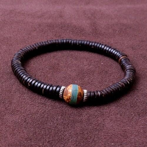 Brown Natural coconut shell spacer beads Yoga Bracelet For women Mens Dropshipping