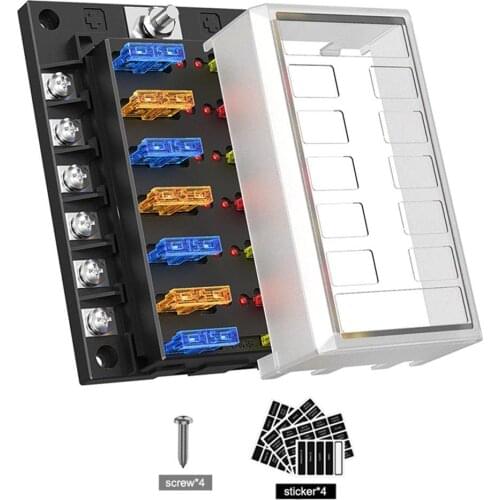 12-way Fuse Box Set With LED Indicator Damp-Proof Protection For Car Boat Marine Trike Medium Fuse Medium Manual Reset Fuse