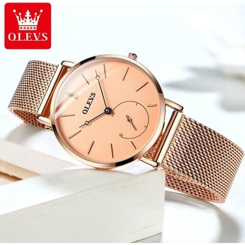 OLEVS 2021 New Ladies Fashion Casual Watch Thin Small Dial Independent 30M Life Waterproof Luminous Quartz Two Hand Watches 5190