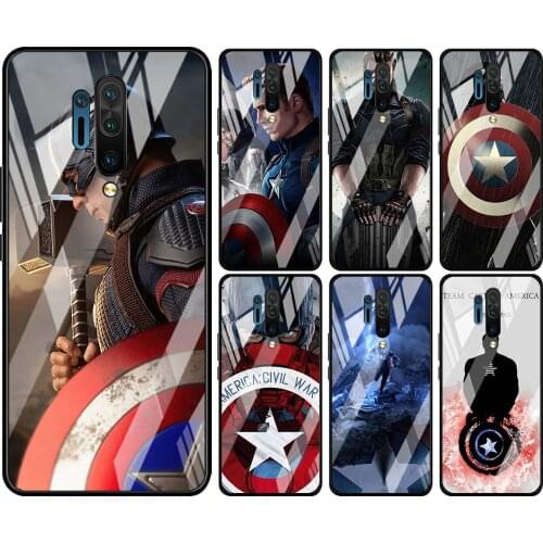 Tempered Glass Hot New Shell Luxury Cover Marvel Captain America For Oneplus 7 7T 8 Z 8 8T 9 9R Nord PRO 5G Phone Case
