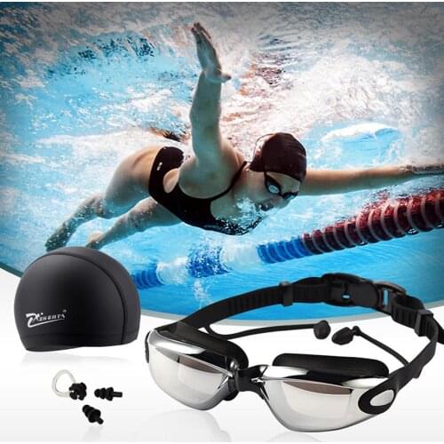 NEW Unisex UV Protection Swimming Snorkeling Hat Anti Fog Glasses Goggles Swim Set