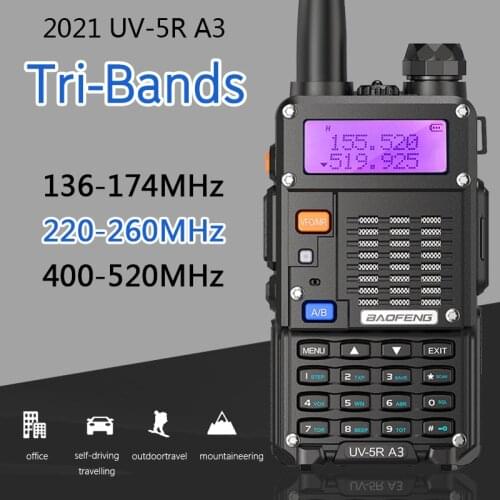 BaoFeng UV-5R A3 5W Tri-Band Two Way Radio 220-260MHz Portable Handheld Ham Radio Transceiver UV- 5RX3 UV-5R III Walkie Talkie