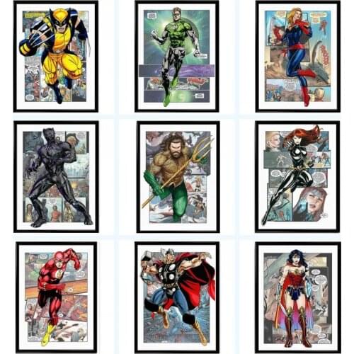 Superhero Marvel Spiderman Comics Poster Character Painting Canvas Painting Prints Wall Art Pictures for Kids Bedroom Decoration