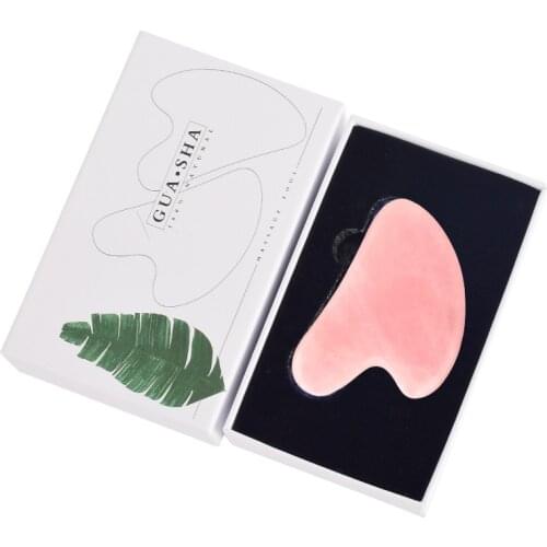Natural Jade Guasha Stone Board Massage Rose Quartz Guasha Plate Jade Face Massager Scrapers Tools For Face Neck Back Body