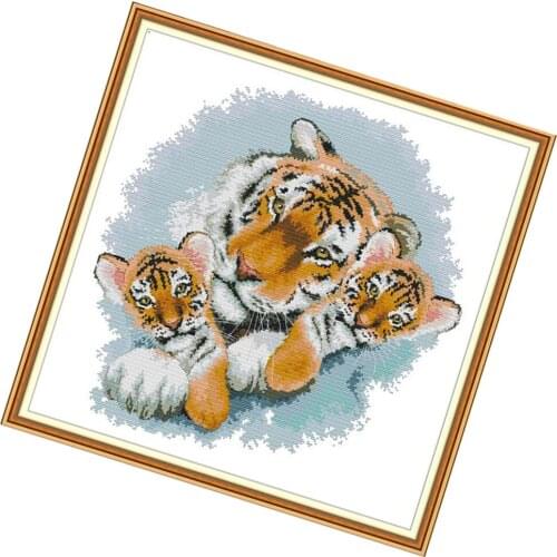 Tigers Counted Cross Stitch 11CT Printed Cross Stitch Set DIY Cross-stitch Kits