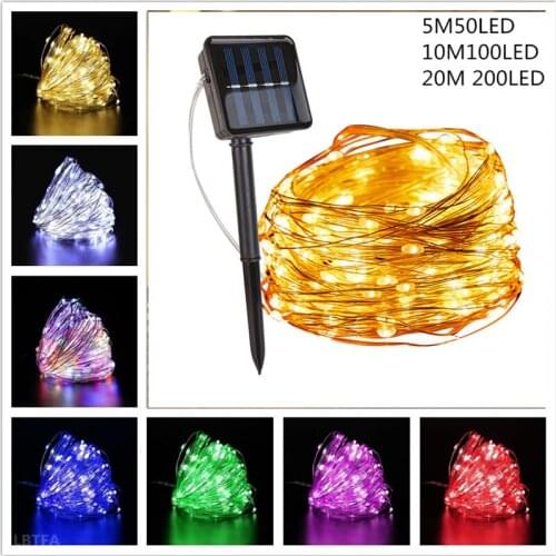 Solar String Fairy Lights 12m 100LED / 5M 50 LED Waterproof Outdoor Garland Solar Power Lamp Christmas for Garden Decoration