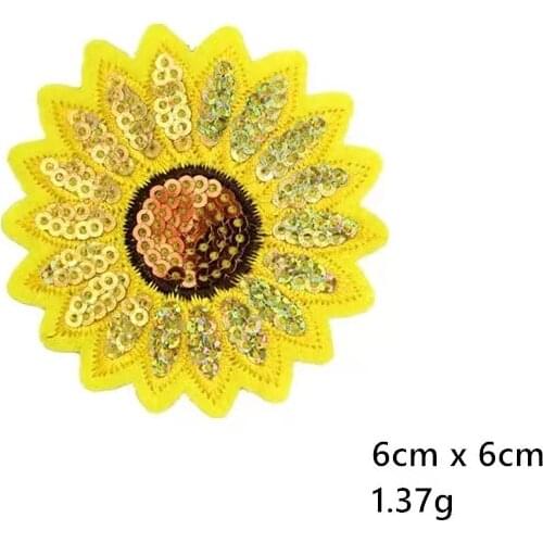 Sunflower Sequins Embroidered Patches Iron on Patches for Clothes Sewing Applique badge