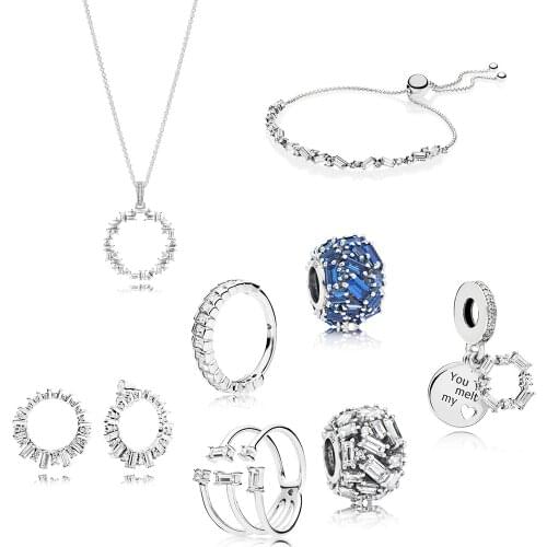 High Quality Standard 925 Sterling Silver Unique Fragment Shining Ice Sculpture Glacier Beaded Ring Bead Set Exquisite Jewellery