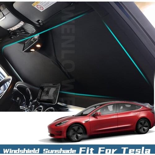 WENLO Car Windshield Sunshades Block Anti-UV Visor Cover For Tesla Model 3 X S Interior Front Window Sun Protector