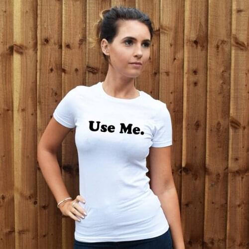 BLWHSA Use Me Letter Printing T shirts Women Summer Fashion Short Sleeve Cotton Slogan T-shirt Funny Ladies Tops Tees