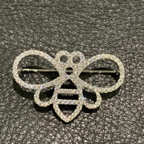 Copper with cubic zircon bee brooch insect hollow out fashion women jewelry free shipping cute 3.9*2.5CM unisex brooch