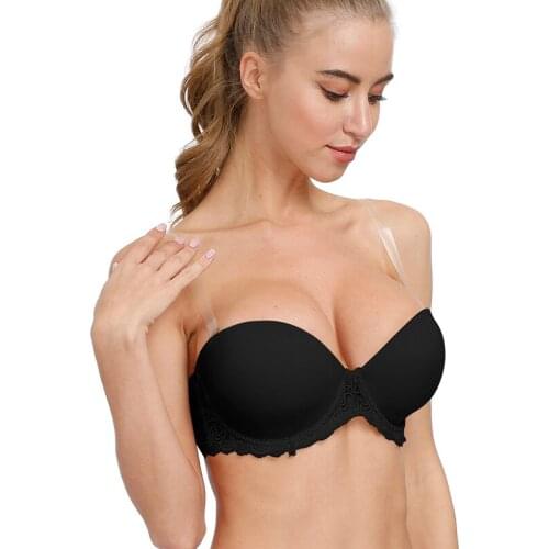 New Sexy Silicone Bras For Women Halter Strapless Multiway Lace Bralette Unpadded Wire 32 34 36 38 40 42 44 46 B C DD DDD E F G