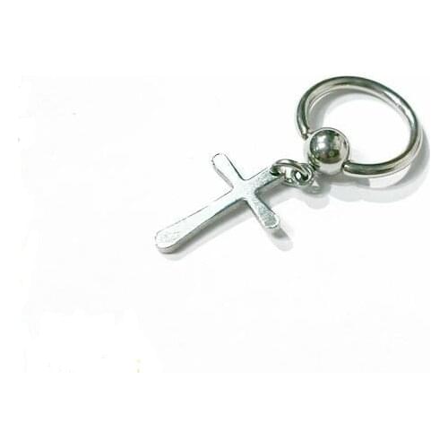 Newest 2pcs 16G 1.2X8mm Women Fashion Punk BCR Cross Pendant Daith Helix Cartilage Drop Dangle Piercing Earrings Jewelry