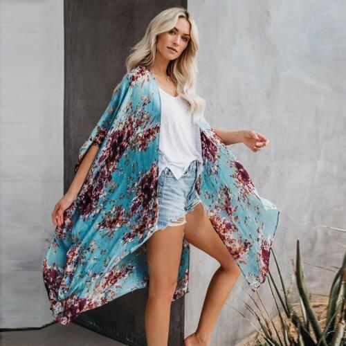 Bohemian Cardigan Cotton careless free style lady 2020 Oversize Loose irregular Basic Summer cape Women Floral Print Girl casual