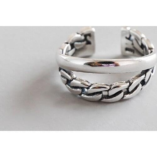 WYJZY Korean fashion chain sterling silver opening ring for women fashion ladies dress up jewelry classic casual accessories