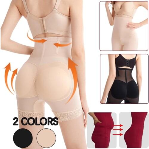 Women High Waist Underwear Belly Slimming Shaper Panties Modeling Strap Detachable Breech Raising Buttock Pad Shaping Panties