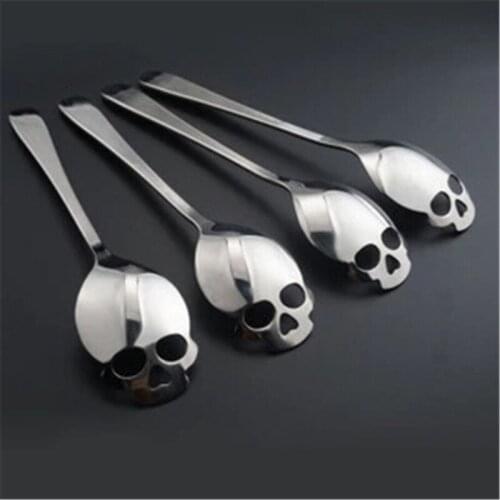 1 PCS Stainless Steel coffee Scoop Skull shape dessert spoon Food grade ice cream candy tea spoon tableware Free shipping