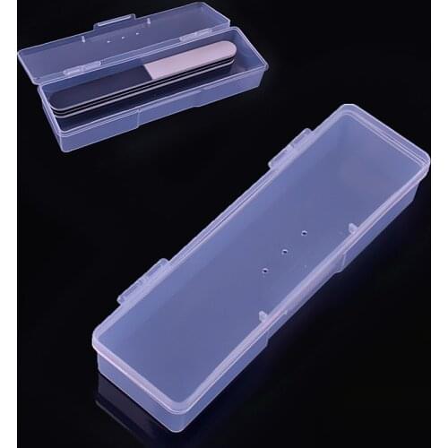 1pcs Transparent Rectangle Nails Storage Box Buffer File Nail Art Rhinestones Decorations Jewelry Nail Art Equipment Tools Case
