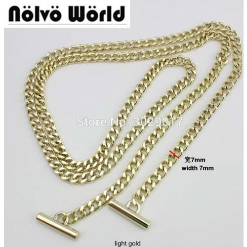 10pcs 7mm Width,High Thick Chain 120cm 130cm metal strap has hook for repair bag handbag chain removable long chain replace