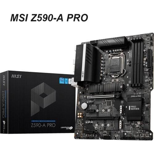100% New For MSI Z590-A PRO Motherboard LGA 1200 Intel Z590 DDR4 128GB PCI-E 4.0 M.2 Original ATX Intel Desktop Mainboard