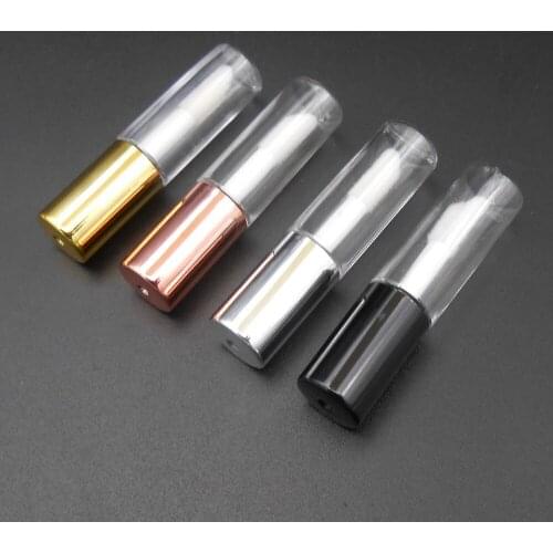 15PCS 4 Colors 1.2ML Pretty Empty Clear Lip Gloss Tube Balm Bottle Container Black Silver Golden Rose Golden PET *FD456-459