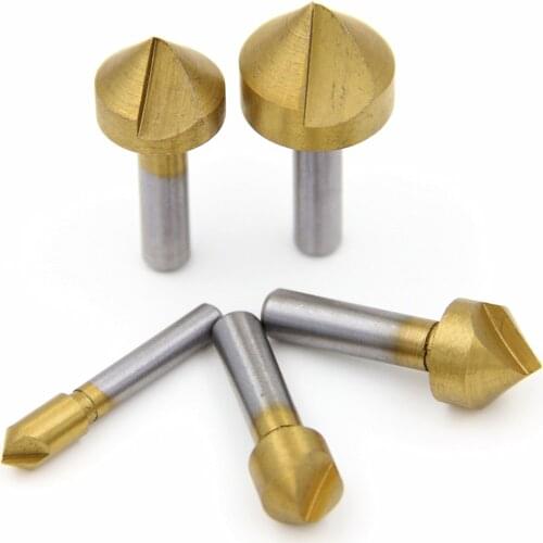 5pcs 6mm 10mm 12mm 16mm 19mm Chamfering Debur Countersink Drill Bit 1 Flute 90 Degree Set For Wood Quick Change