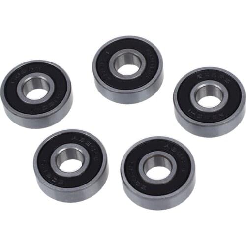 5 Pcs Silver Tone And Black 608 RS 8x22x7mm screen deep groove ball bearings
